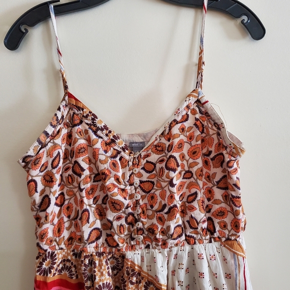Aerie Boho Spaghetti Strap Midi Dress Mixed Pattern Summer Dress Size Large - Picture 8 of 10